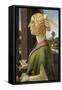 Portrait of a Young Woman with Attributes of St. Catherine, 1475-78-Sandro Botticelli-Framed Stretched Canvas