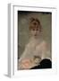 Portrait of a Young Woman with Cat-Charles Chaplin-Framed Giclee Print