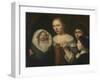 Portrait of a Young Woman with Three Children-Wallerant Vaillant-Framed Art Print