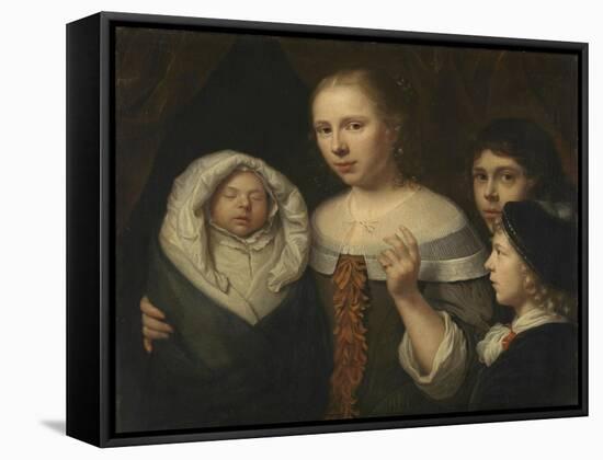 Portrait of a Young Woman with Three Children-Wallerant Vaillant-Framed Stretched Canvas