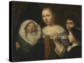 Portrait of a Young Woman with Three Children-Wallerant Vaillant-Stretched Canvas