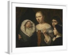 Portrait of a Young Woman with Three Children-Wallerant Vaillant-Framed Art Print