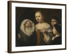 Portrait of a Young Woman with Three Children-Wallerant Vaillant-Framed Art Print