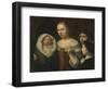 Portrait of a Young Woman with Three Children-Wallerant Vaillant-Framed Art Print