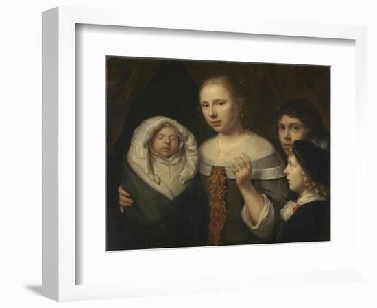 Portrait of a Young Woman with Three Children-Wallerant Vaillant-Framed Art Print