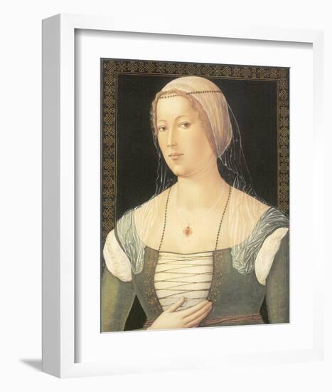 Portrait Of A Young Woman-Girolamo di Benvenuto-Framed Premium Giclee Print
