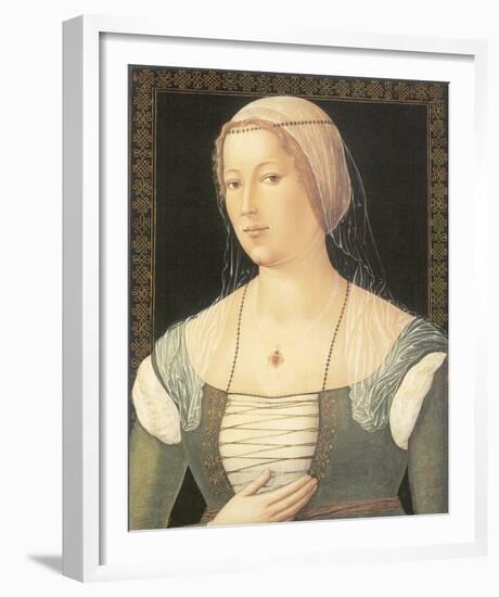 Portrait Of A Young Woman-Girolamo di Benvenuto-Framed Premium Giclee Print