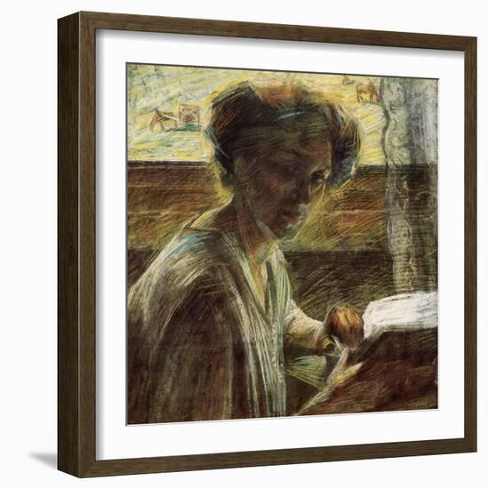 Portrait of a Young Woman-Umberto Boccioni-Framed Giclee Print