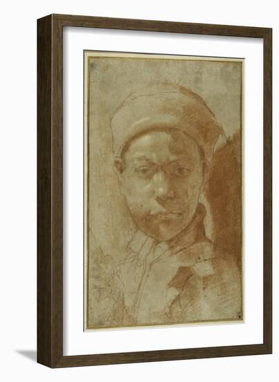Portrait of a Youth, Bust-Length, Wearing a Round Cap-Annibale Carracci-Framed Giclee Print