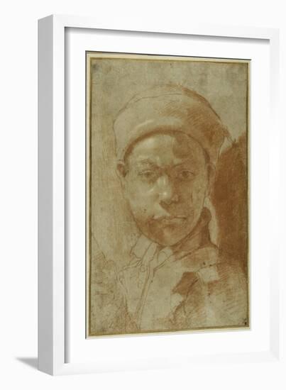 Portrait of a Youth, Bust-Length, Wearing a Round Cap-Annibale Carracci-Framed Giclee Print