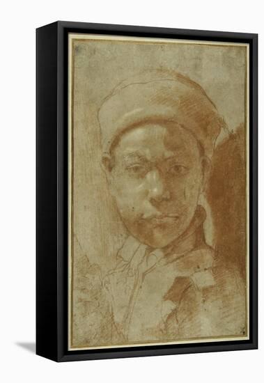 Portrait of a Youth, Bust-Length, Wearing a Round Cap-Annibale Carracci-Framed Stretched Canvas