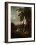 Portrait of a Youth Holding a Cricket Bat and Ball with His Pet Black and White Springer Spaniel-Hugh Barron-Framed Giclee Print