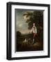 Portrait of a Youth Holding a Cricket Bat and Ball with His Pet Black and White Springer Spaniel-Hugh Barron-Framed Giclee Print