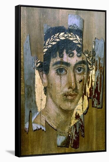 Portrait of a Youth in a Gold Wreath, Fayum Mummy Portrait, Romano-Egyptian, Early 2nd Century-null-Framed Stretched Canvas