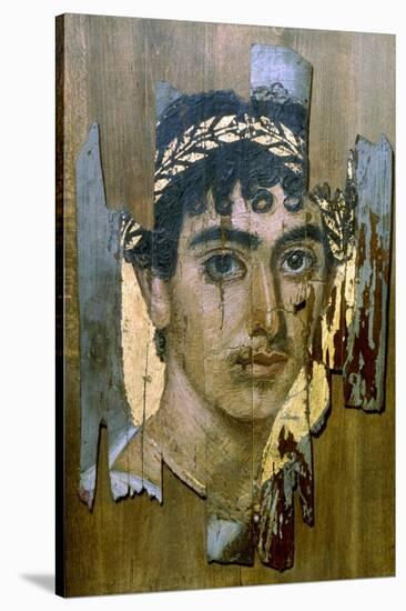 Portrait of a Youth in a Gold Wreath, Fayum Mummy Portrait, Romano-Egyptian, Early 2nd Century-null-Stretched Canvas