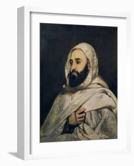 Portrait of Abd El-Kader (1808-83)-Jean Baptiste Ange Tissier-Framed Giclee Print