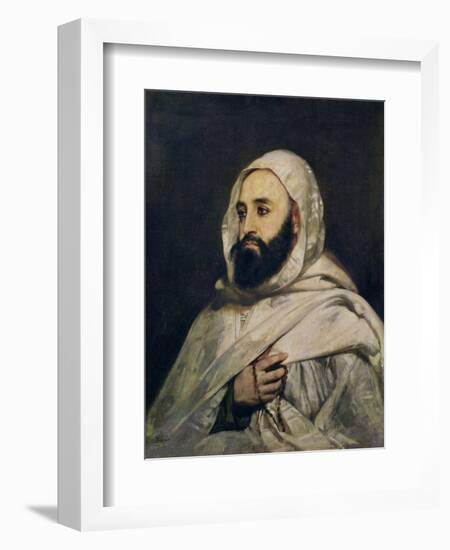 Portrait of Abd El-Kader (1808-83)-Jean Baptiste Ange Tissier-Framed Giclee Print