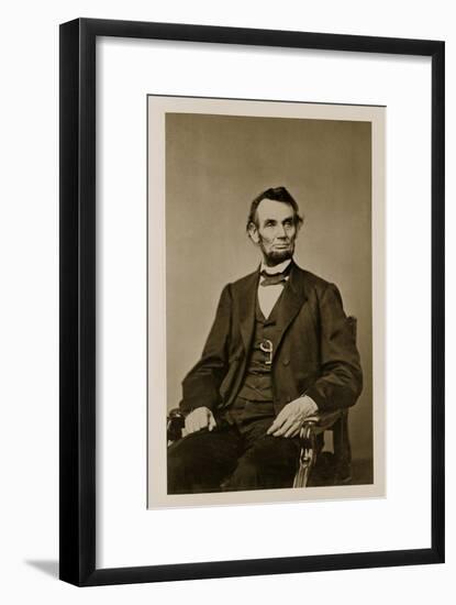 Portrait of Abraham Lincoln (1809-65) (B/W Photo)-Mathew Brady-Framed Giclee Print