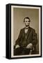 Portrait of Abraham Lincoln (1809-65) (B/W Photo)-Mathew Brady-Framed Stretched Canvas