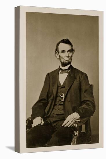 Portrait of Abraham Lincoln (1809-65) (B/W Photo)-Mathew Brady-Stretched Canvas