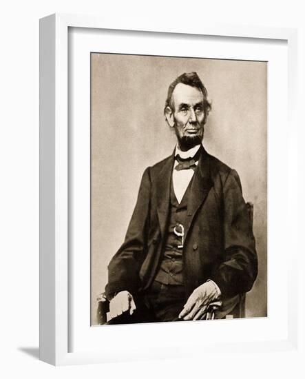 Portrait of Abraham Lincoln, 1861-65-Mathew Brady-Framed Giclee Print