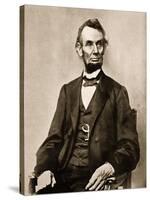 Portrait of Abraham Lincoln, 1861-65-Mathew Brady-Stretched Canvas