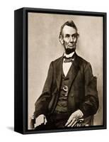 Portrait of Abraham Lincoln, 1861-65-Mathew Brady-Framed Stretched Canvas