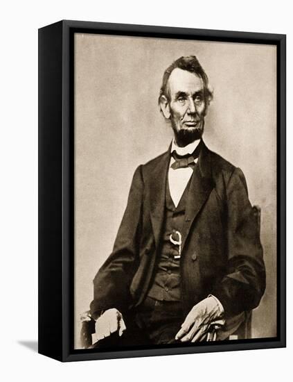 Portrait of Abraham Lincoln, 1861-65-Mathew Brady-Framed Stretched Canvas