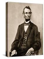 Portrait of Abraham Lincoln, 1861-65-Mathew Brady-Stretched Canvas