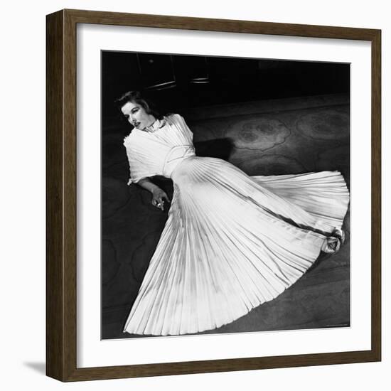 Portrait of Actress Katharine Hepburn on the Broadway Set of "The Philadelphia Story"-Alfred Eisenstaedt-Framed Premium Photographic Print