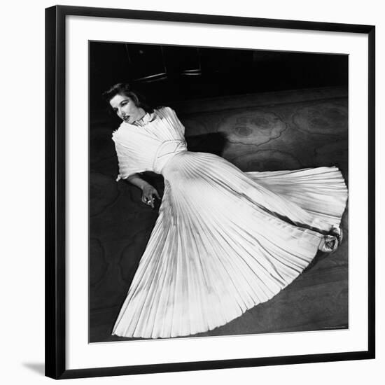 Portrait of Actress Katharine Hepburn on the Broadway Set of "The Philadelphia Story"-Alfred Eisenstaedt-Framed Premium Photographic Print