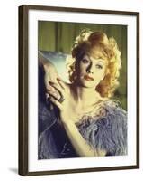 Portrait of Actress Lucille Ball Wearing Blue/Lavender Gown with Feathers-Walter Sanders-Framed Premium Photographic Print