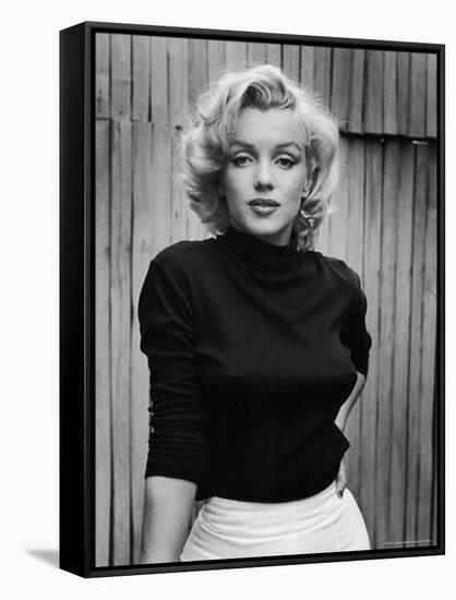 Portrait of Actress Marilyn Monroe on Patio of Her Home-Alfred Eisenstaedt-Framed Stretched Canvas