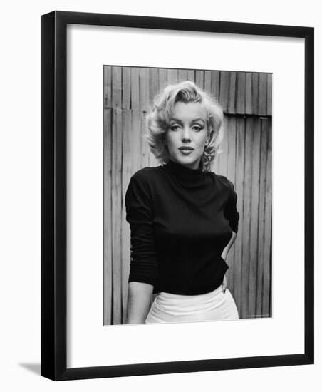 Portrait of Actress Marilyn Monroe on Patio of Her Home-Alfred Eisenstaedt-Framed Premium Photographic Print