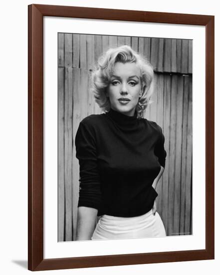 Portrait of Actress Marilyn Monroe on Patio of Her Home-Alfred Eisenstaedt-Framed Premium Photographic Print