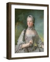 Portrait of Adelaide De France (1732-1800) with a Fan, 1749-Jean-Marc Nattier-Framed Giclee Print