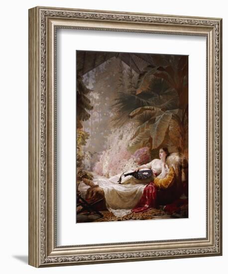 Portrait of Adelaide Maria Guinness, Reclining on a Sofa in a Conservatory, 1885-George Elgar Hicks-Framed Giclee Print