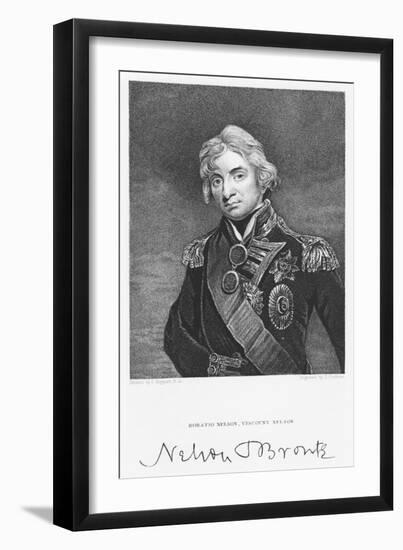 Portrait of Admiral Horatio Nelson with his Signature, engraved by John Cochran-John Hoppner-Framed Giclee Print