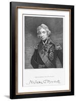 Portrait of Admiral Horatio Nelson with his Signature, engraved by John Cochran-John Hoppner-Framed Giclee Print