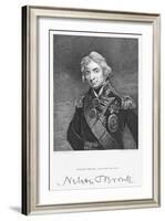 Portrait of Admiral Horatio Nelson with his Signature, engraved by John Cochran-John Hoppner-Framed Giclee Print