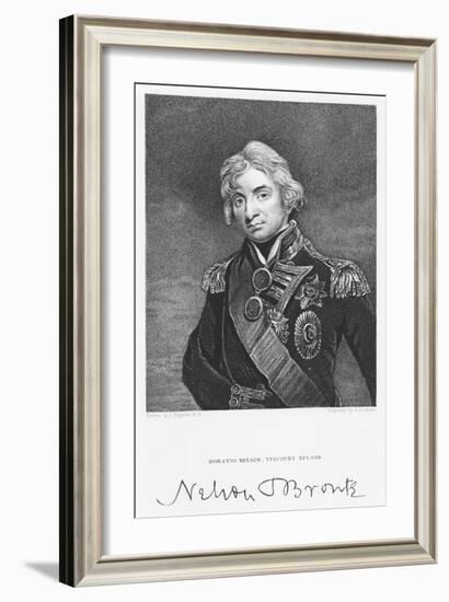 Portrait of Admiral Horatio Nelson with his Signature, engraved by John Cochran-John Hoppner-Framed Giclee Print