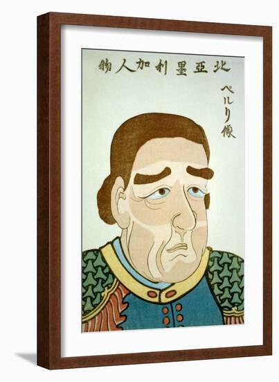 Portrait of Admiral Perry, Japanese Wood-Cut Print-Lantern Press-Framed Art Print