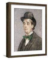 Portrait of Adria Gual (1872-1943) Spanish playwright, 1899-1905 (drawing)-Ramon Casas i Carbo-Framed Giclee Print