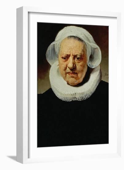 Portrait of Aechje Pesser, Aged 83, Widow of Rotterdam Brewer Jan D. Pesser, 1634-Rembrandt van Rijn-Framed Giclee Print