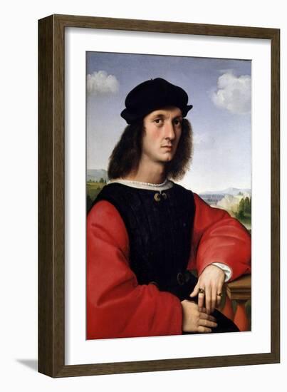 Portrait of Agnolo Doni - Oil on Panel by Raphael-null-Framed Giclee Print