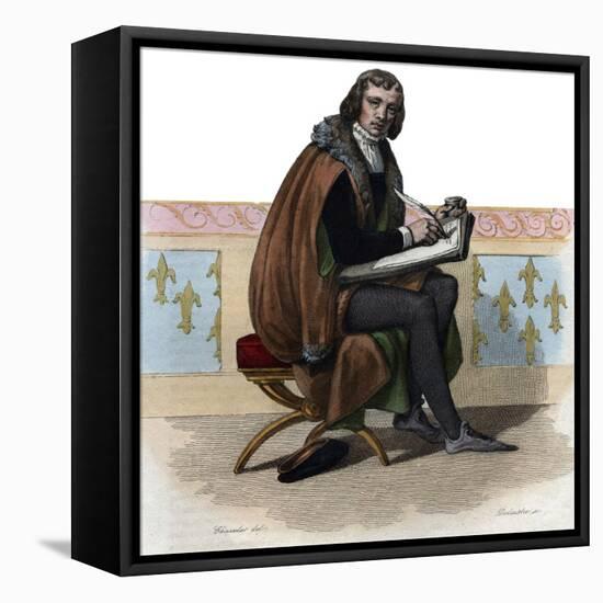 Portrait of Alain Chartier (1385-1430), French poet and political writer-French School-Framed Stretched Canvas