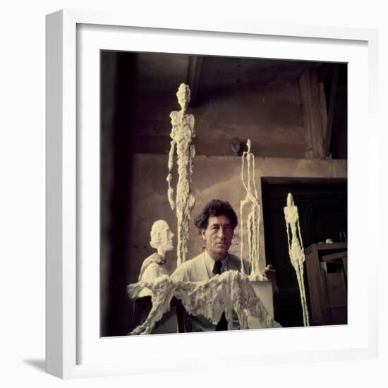 Portrait of Alberto Giacometti in His Studio-Gordon Parks-Framed Premium Photographic Print