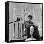 Portrait of Alberto Giacometti Surrounded by His Sculptures-Gordon Parks-Framed Stretched Canvas