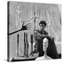 Portrait of Alberto Giacometti Surrounded by His Sculptures-Gordon Parks-Stretched Canvas