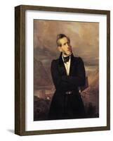 Portrait of Alessandro Manzoni with Views of Lecco-Giuseppe Molteni-Framed Giclee Print
